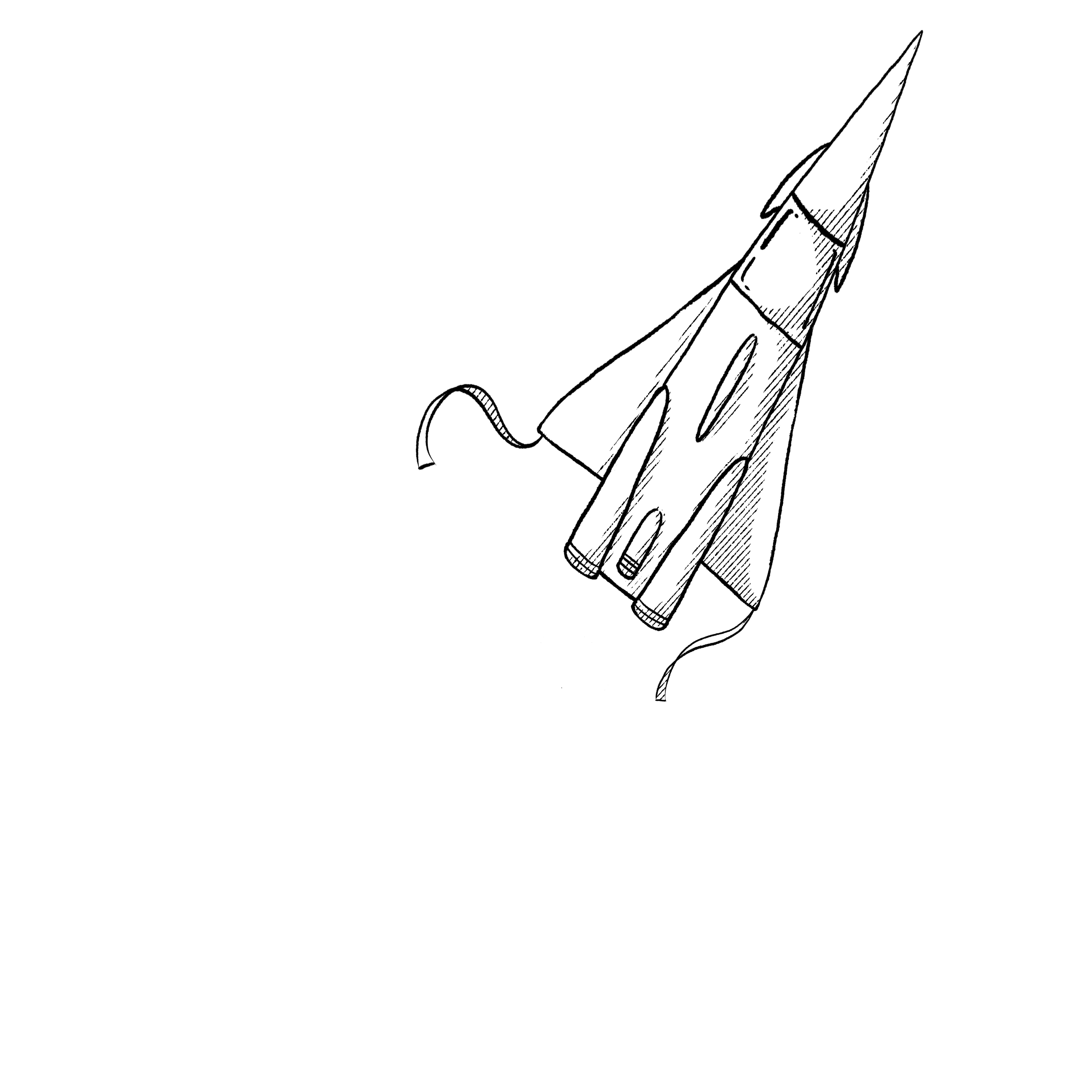 Rocket kite flying in the sky